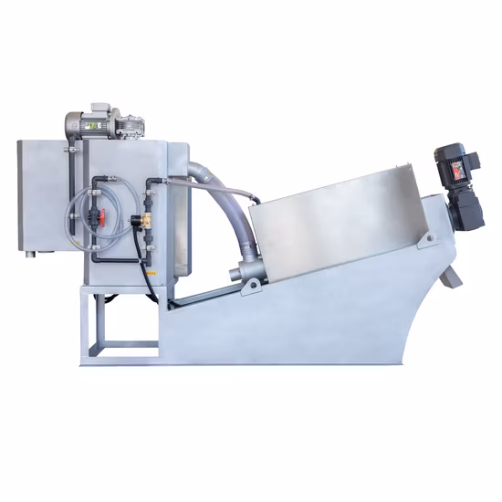 타원형 디스크 스크류 프레스 유형 고체 액체 분리 슬러지 탈수 기계 농축 및 탈수 용 웨이브 분리기